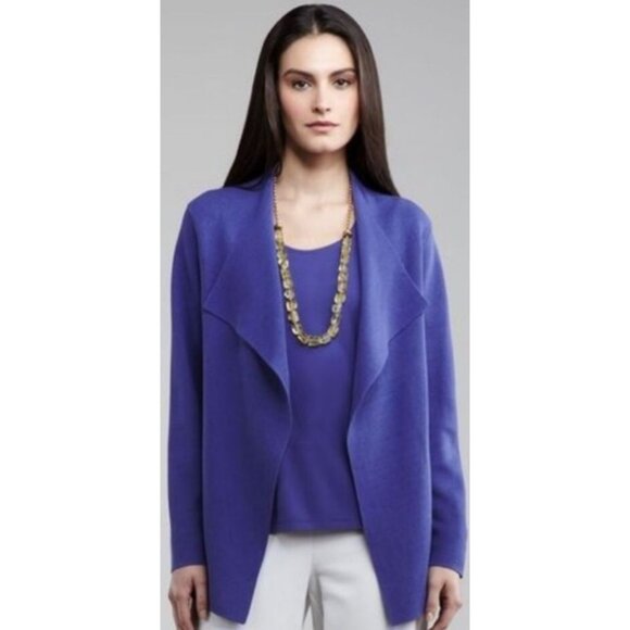 Eileen Fisher Womens Purple Open Front Cardigan XS - Silk & Organic Cotton Blend - Picture 2 of 8